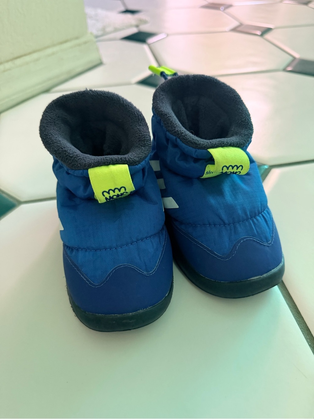 adidas Bright Blue Toddlers' Insulated Boots with Neon Yellow Tabs